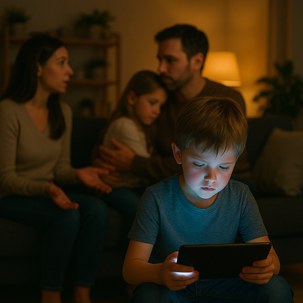 Child engrossed in tablet