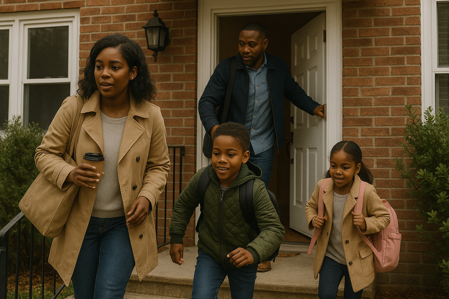 Family in a hurry